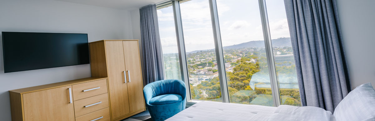 4 of 4, Bedroom Window View at Theatre Guest Room