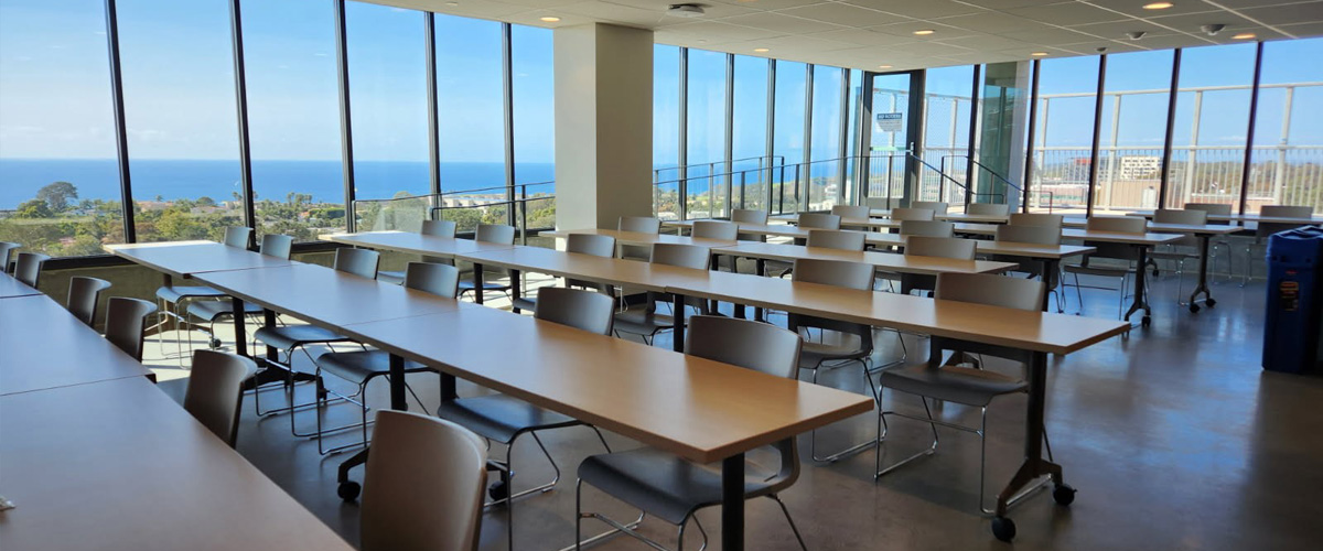 indoor classroom setting of rooftop meeting space